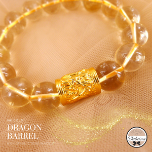 18K Gold Dragon Barrel with High Grade Citrine Gemstone Bracelet