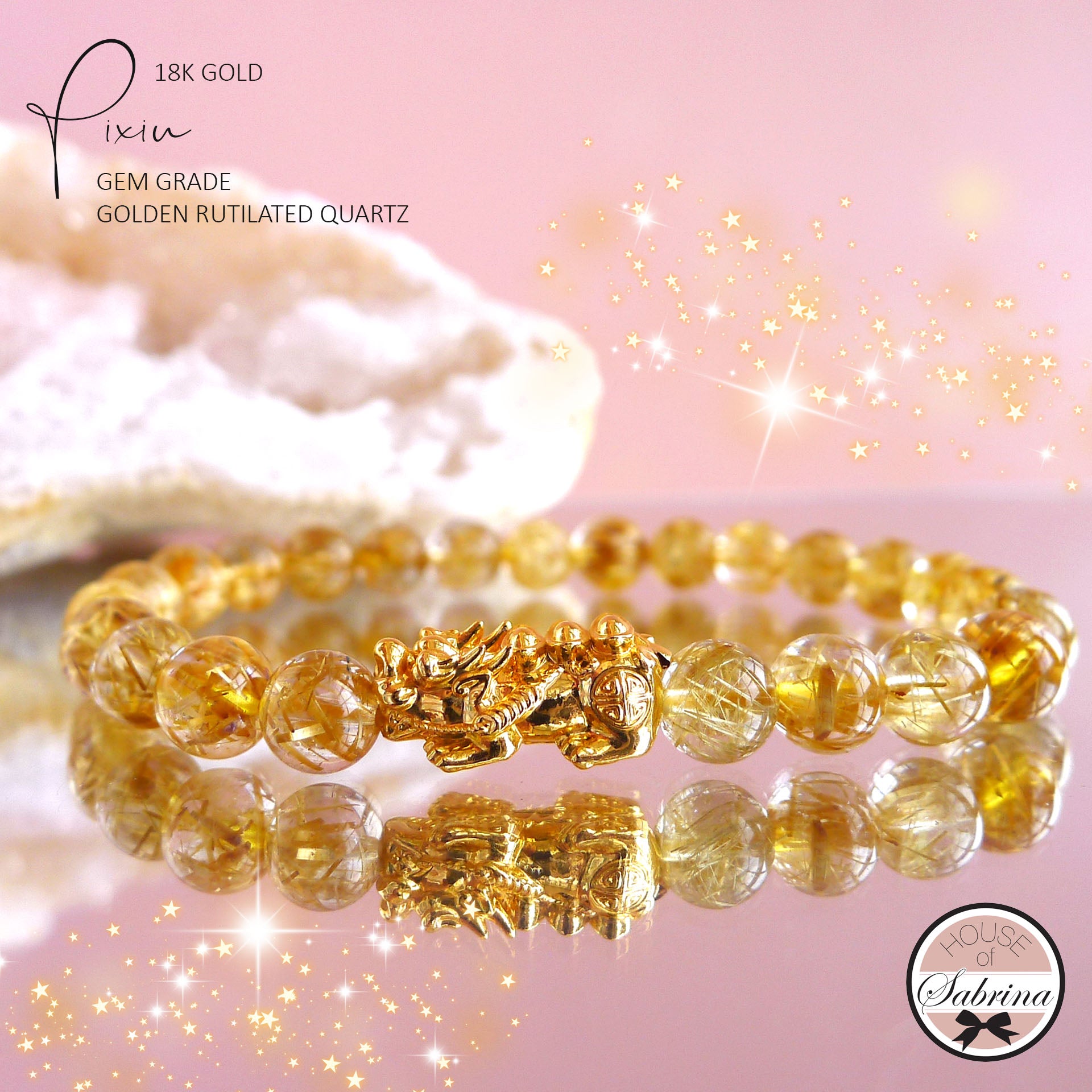 Fast shipping natural citrine bracelet lucky bracelet clear and less ice  fog - Shop Cheng Bracelets - Pinkoi