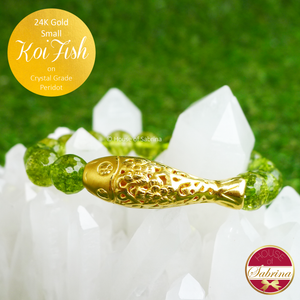 24K Gold Small Koi with Crystal-Grade Peridot Gemstone Bracelet