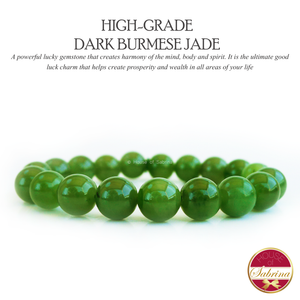 High-Grade Dark Burmese Jade Gemstone Bracelet