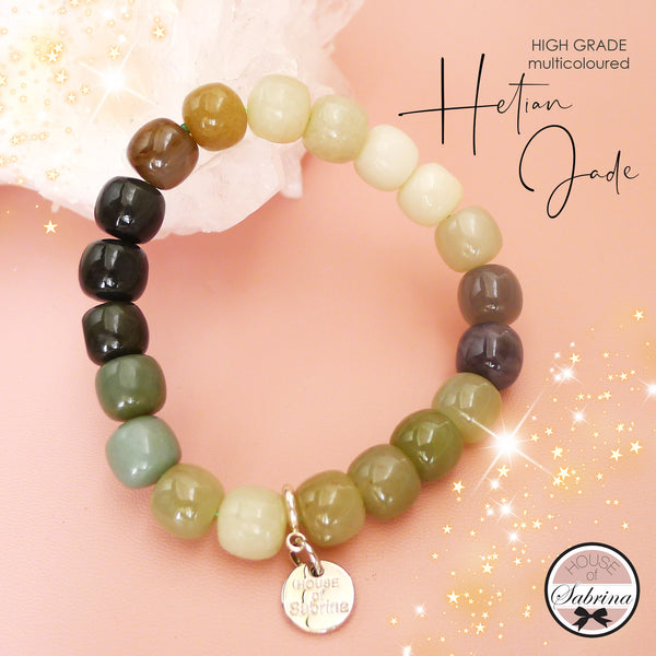 High Grade Multicoloured Hetian Jade Gemstone Lucky Charm Bracelet