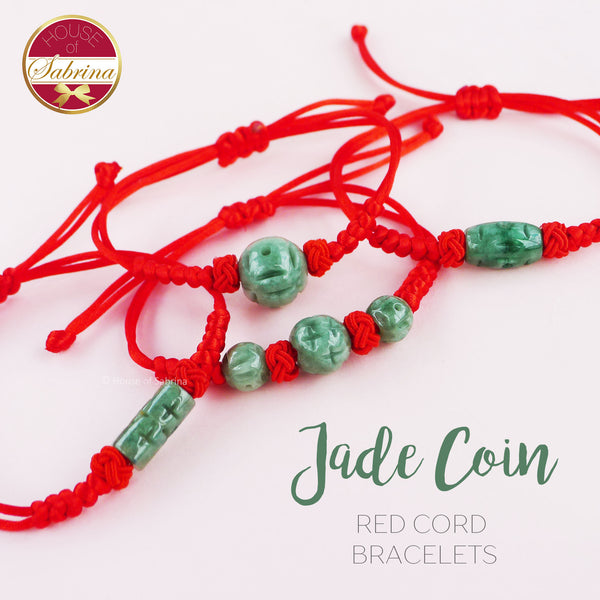 JADE COIN RED CORD BRACELETS