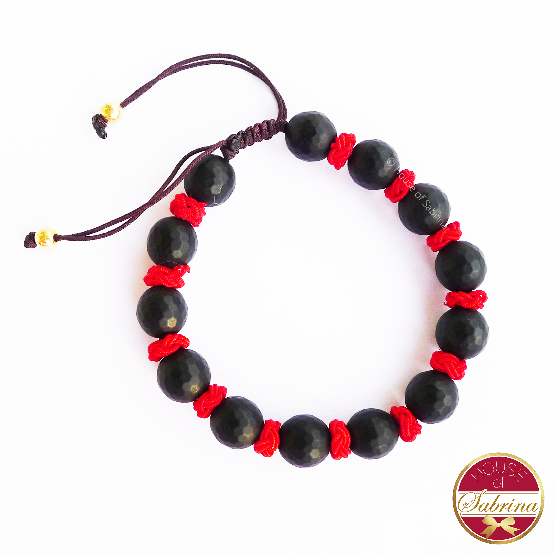 Matte Black Obsidian Red Cord Bracelet