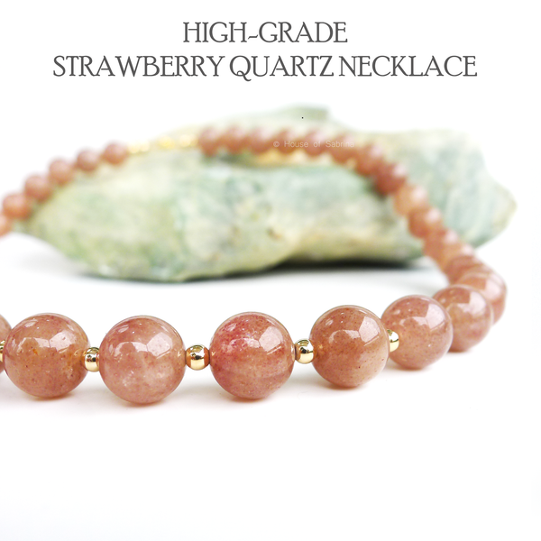 High Grade Strawberry Quartz Necklace