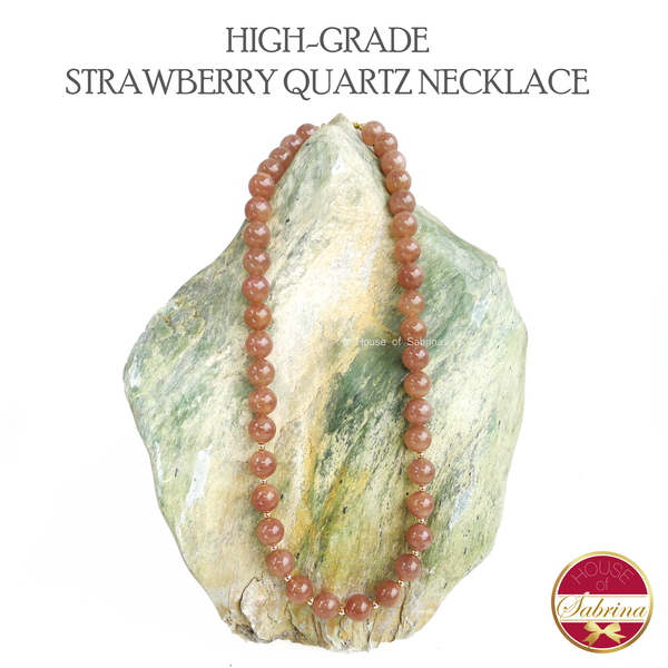 High Grade Strawberry Quartz Necklace