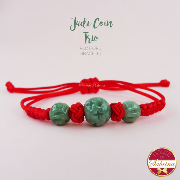JADE COIN RED CORD BRACELETS